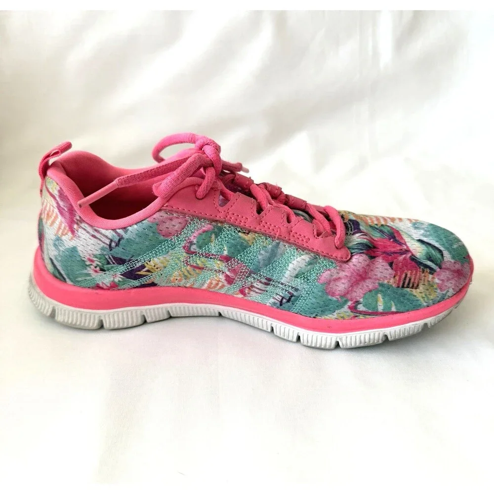 Skechers Womens Sneakers Spring Essential Tropical Floral Pink Multicolor 6.5